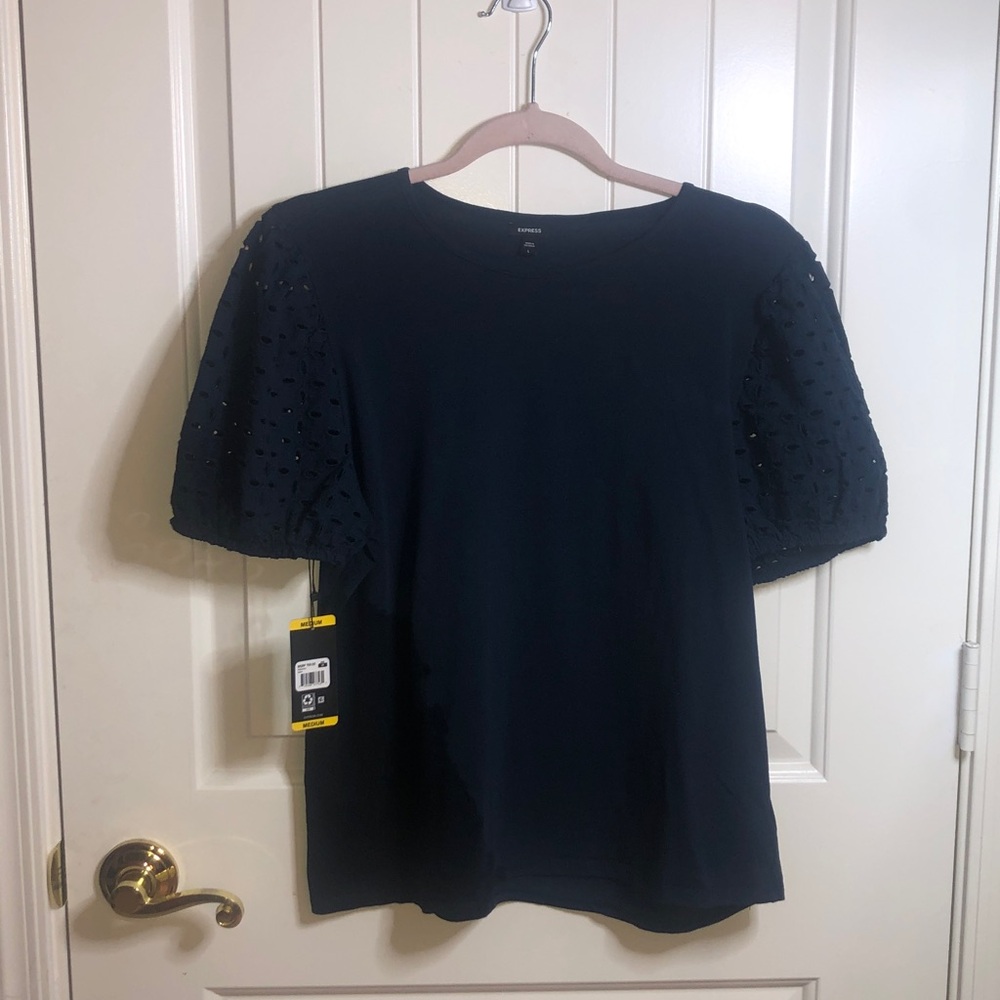 Express Navy Blue Crew Neck Top